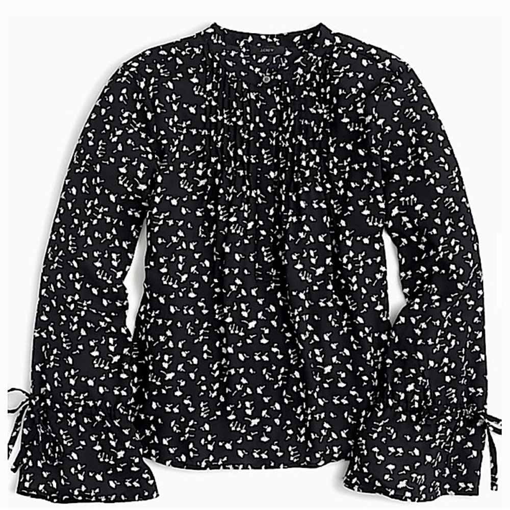 (SOLD)J.CREW Tie-Sleeve Top With Pintucks In Daisy Floral - Picture 4 of 8